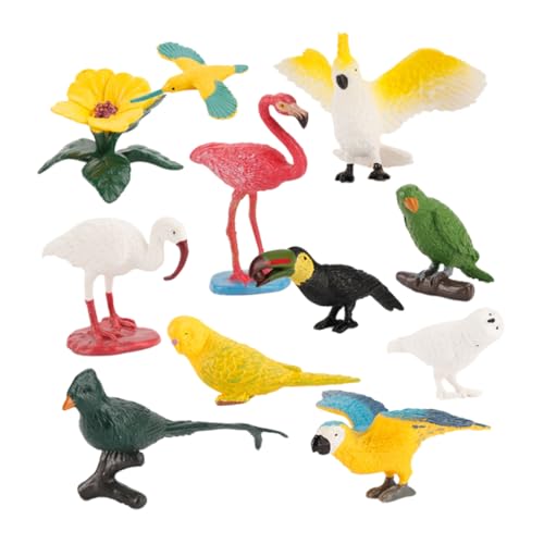 Milisten 10 Stück Teiliges Set Mini Vogel Modelle Realistische Tierfiguren für Simulation von Papagei und Flamingo Pädagogisches Vorstellungskraft und Farberkennung von Milisten