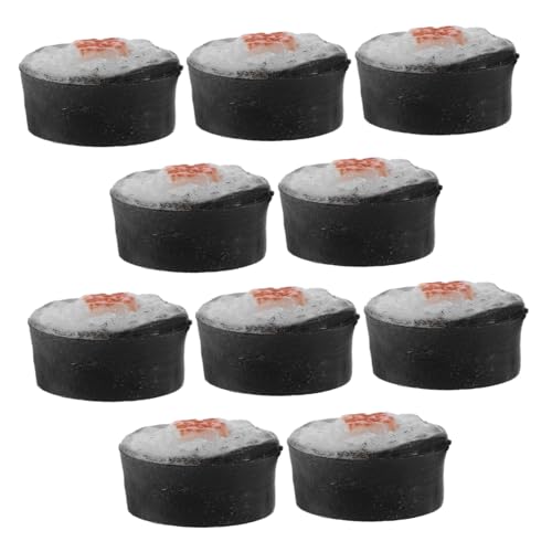 Milisten 10 Teiliges Set Miniatur Lebensmittel Und Puppenhaus Mini Bastelset Mini Puppenhaus Sushi Tellerteile Mini Lebensmittel Modellbausatz Lebensechtes Sushi Miniatur Kit von Milisten