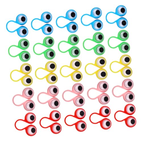 Milisten 100 Stück Big Eye Ring Toy Augapfel Mini-Handfingerpuppen Augapfelringe aus Kunststoff Kleinkindspielzeug Fingerpuppenspielzeug Fingerring Plastik Bunt von Milisten