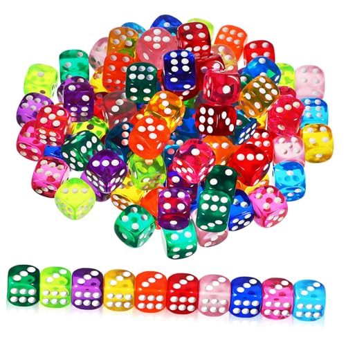 Milisten 100 Stück Bunte Acrylwürfel Farben mit Aufbewahrungsbox Langlebige Spielwürfel für Unterricht Party und Brettspiele Lehrreiche Würfel für Mathematik und Gruppenspiele von Milisten