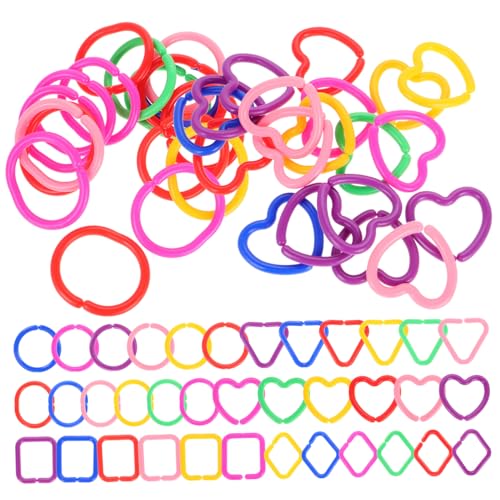 Milisten 100 Stück Geometrische Spielzeugringe Kunststoff Kettenlinks für Frühkindliche Entwicklung und Sensorisches Spiel für Junge Mädchen für Kinderwagen und Kreatives von Milisten