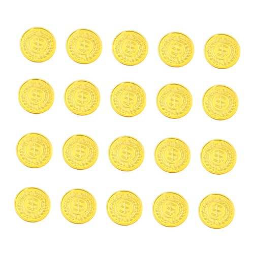 Milisten 100 Stück Plastik Goldmünzen Schatzmünzen für Piratenspiel Requisiten Füllmaterial für Goodie Bags Partygeschenke und Rollenspiele von Milisten