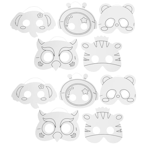 Milisten 10Stücke DIY Masken Leere Papiermasken für Kreative Bastelprojekte für Partys und Halloween mit Tiermotiven und Astronauten Designs von Milisten