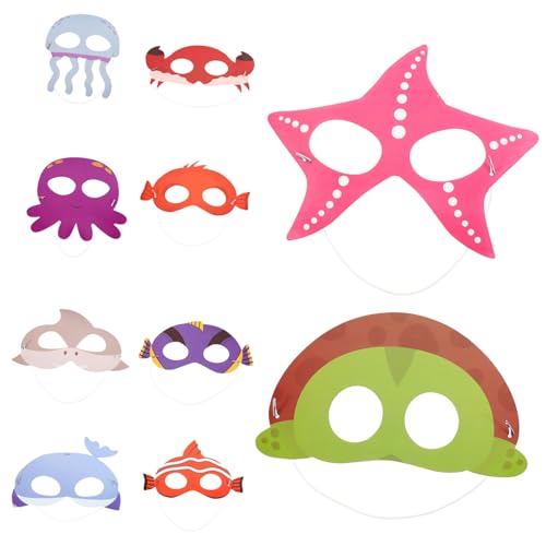 Milisten 10Stücke Meerestier Cartoon Masken für Cosplay Masken aus Stabilem für Partys Halloween und Karneval Wiederverwendbar und Leicht zu Tragen von Milisten