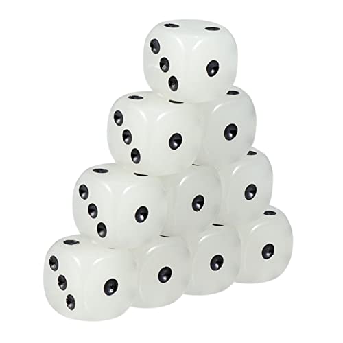 Milisten 10Stücke Nachleuchtende mit Schwarzen Hochwertige Acryl Spielwürfel für Partyspiele und Brettspiele Tragbar und Langlebig von Milisten