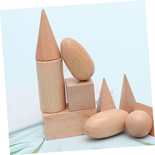 Milisten 11 Stück Teiliges Montessori Holz Set für Vorschulkinder Pädagogische Formenblöcke zum Lernen von Symmetrie Fläche Volumen mit Praktischem Tragetasche für Kreatives und Motorische von Milisten