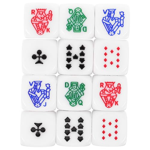 Milisten 12 Stück Acryl Poker Sechsseitige Weiße Spielwürfel für Partys Requisiten und Kartenspiele Robust und Leicht zu Transportieren von Milisten