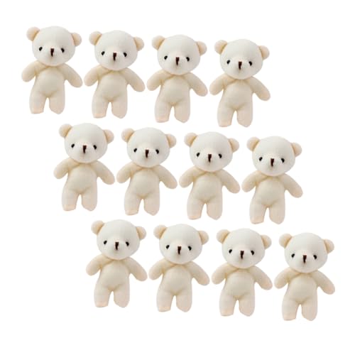 Milisten 12 Stück Bärenanhänger knuddelig kleines Bärenspielzeug tragen Mini Kuscheltier bär anhänger Plüsch Schlüsselanhänger tragbare Bärenfiguren kleine Bärenspielzeuge PP Baumwolle Weiß von Milisten
