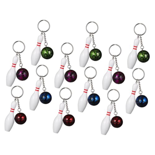 Milisten 12 Stück Bowling-Schlüsselanhänger Schlüsselbund Party Sportgeschenke kleine Sport-Schlüsselanhänger Dekore für Schlüsselanhänger Sportmatch-Souvenirs Plastik von Milisten