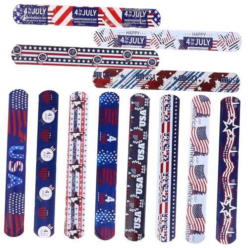 Milisten 12 Stück Flaggen -Armbandspielzeug Slap -Armband patriotische Armbänder Unabhängigkeitstag-Armbänder Partyartikel für Partyzubehör Schlagarmbänder Mädchen Bands PVC Milisten 12 Stück Flaggen -Armbandspielzeug Slap -Armband patriotische Armbänder Unabhängigkeitstag-Armbänder Partyartikel für Partyzubehör Schlagarmbänder Mädchen Bands PVC von Milisten
