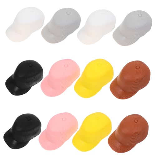 Milisten 12 Stück Kleiner Hut Sonne Mini Spielzeugpuppenhüte Puppen-Schirmmützen Dame Puppenaccessoire Puppenhaus-Hut-Ornament DIY-Bastelmützen-Requisite Bastelhut Plastik von Milisten
