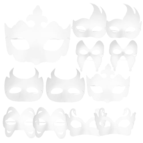 Milisten 12 Stück Leere Masken DIY Unbemalte Papiermasken für Karneval Halloween und Kostümpartys Bastelmasken zum Bemalen für Kreative Projekte und Rollenspiele von Milisten