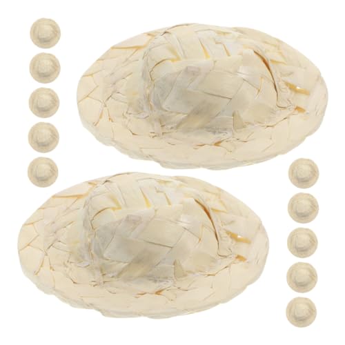 Milisten 12 Stück Mini-Strohhut Party Hüte Kleiner Strohhut Gewebte Hutverzierung Exquisites Hutdekor Foto -Prop -zubehör Kleine Hutstütze Puppenhaus -Accessoire Gewebter Bastelhut Mini-Hut von Milisten