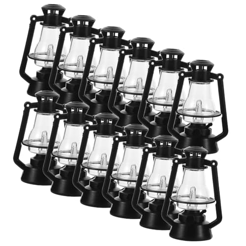 Milisten 12 Stück Retro Petroleumlampen Ornamente Kleine Beleuchtung Modellpuppe Warm Für Dekorationszubehör Mini Modern Winzige Kleine Petroleumlaterne Kunstharz Schwarz von Milisten