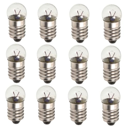 Milisten 12 Stück Taschenlampe kleine elektrische Perlen Glühbirnen für elektrische Experimente Experimentieren Sie mit Einer kleinen Glühbirne Ersatzbirne für Taschenlampe Glas Transparent von Milisten