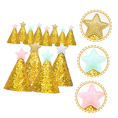 Milisten 12 Stück Teiliges Mini Geburtstagshüte mit Glänzenden Sternen Leichte Kinderparty Mützen in Silber Blau Gold und Verstellbar und Komfortabel für Kindergeburtstagsfeiern von Milisten