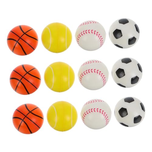 Milisten 12 Stück Teiliges Mini Sports Bälle aus Langlebigem PU Schaum Elastische Stressbälle für Vielseitige Handtrainer und Partydeko Fußball Basketball Baseball Tennis für Sport von Milisten
