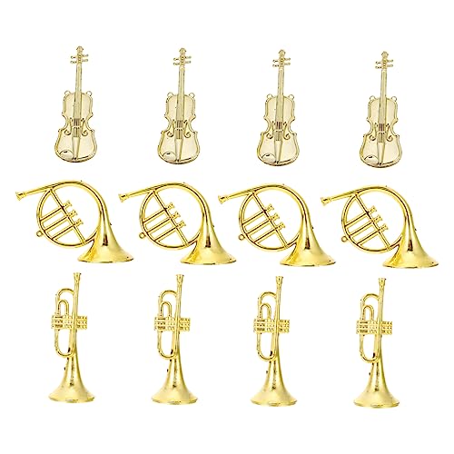 Milisten 12 Stück Teiliges Musikinstrument Modell Anhänger Weihnachtsbaumschmuck DIY Basteln Horn Geeignet für Weihnachtsbaum Fenster Partys und Kreative Dekoration von Milisten