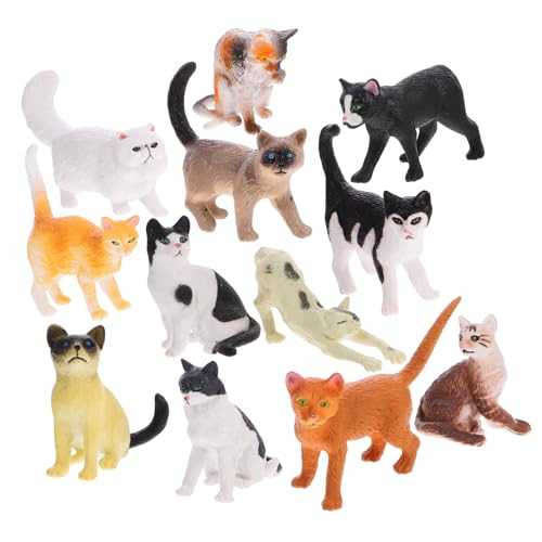 Milisten 12 Stück Teiliges Set Realistische Katzenfiguren aus Niedliche Miniatur Deko für Auto Zuhause und Büro Detailreiche Kleine Katzenmodelle als Kreatives Schmuckstück von Milisten