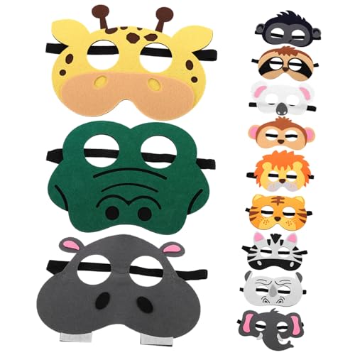 Milisten 12 Stück Teiliges Set Tiermasken aus Filz für Lustige Cosplay Masken für Halloween und Partys Leicht Praktisch mit Elastikband für Einfachen Tragekomfort Wiederverwendbar von Milisten