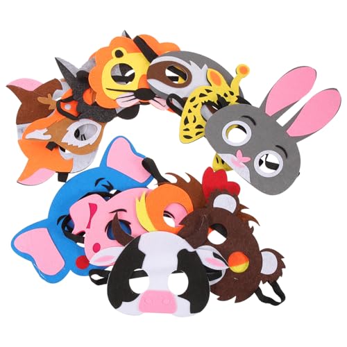Milisten 12 Stück Teiliges Tiermasken aus Filz für Halloween und Cosplay Kinderfreundliche Masken für Partys Kreative Tierdesigns für Verkleidungen und Festlichkeiten von Milisten