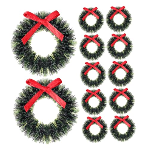 Milisten 12 Stück Weihnachtskranz-Anhänger Dekoration Landschaft hängender Kranz weihnachtsdeko puppenhaus weihnachtskranz deko Mini-Weihnachtskranz kleine Weihnachtskränze Plastik Green von Milisten