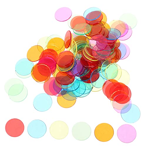 Milisten 120Stücke Transparente Plastik Bingo Chips Spielmarken Blau Rot Gelb Grün und Orange für Bingo Spiele und Mathe Übungen von Milisten