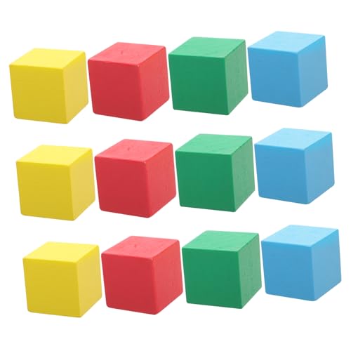 Milisten 12Stücke Bunte Holzbausteine für Geometrische Spielsteine aus Buchenholz für Kreative Bauprojekte und Lernspielzeug von Milisten