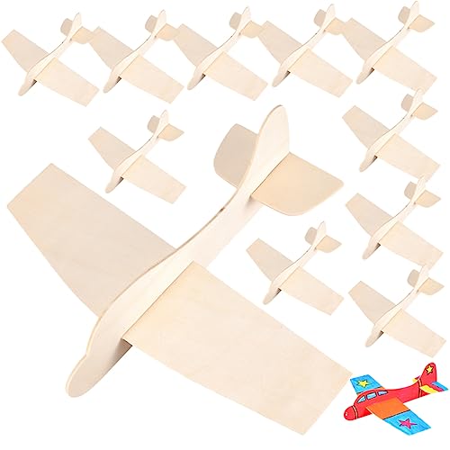 Milisten 12Stücke Holz Flugzeug Modell Bausatz Zum Zusammenbauen DIY Malset Für Bastelspielzeug Für Jungen Und Unbemalte Flugzeuge Zum Kreativen Gestalten von Milisten
