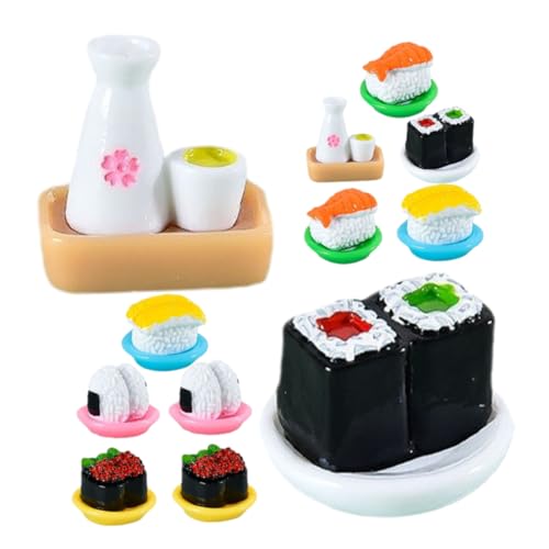 Milisten 12 Stücke Miniatur Sushi Modell Lebensechte Künstliche Dekoration Spielzeug für Puppenhaus und Kreative Küche von Milisten