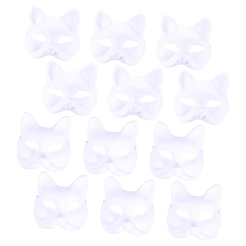 Milisten 12Stücke Teiliges DIY Tiermaske aus Pulp für Erwachsene Leichte Unbemalte Katzen und Masken für Kreative Bastelprojekte und Partys von Milisten