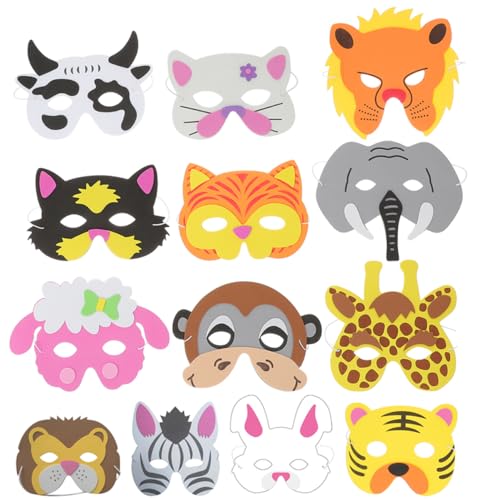 Milisten 13 Stück Teiliges Tiermasken Lustige Tiergesichtsmaske für Halloween Kostümparty und Deko Aus Material Hautfreundlich und Atmungsaktiv für Erwachsene von Milisten