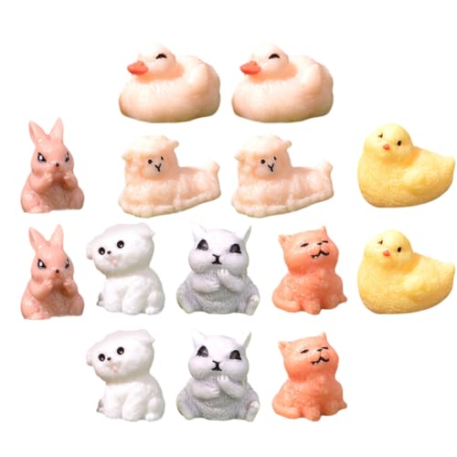 Milisten 14 Stücke Miniatur Tierfiguren aus Harz für Garten Puppenhaus Dekoration Realistische Tierstatue Vielseitig Einsetzbar Fröhliches Design für Kleiner und Landschaftsdeko von Milisten