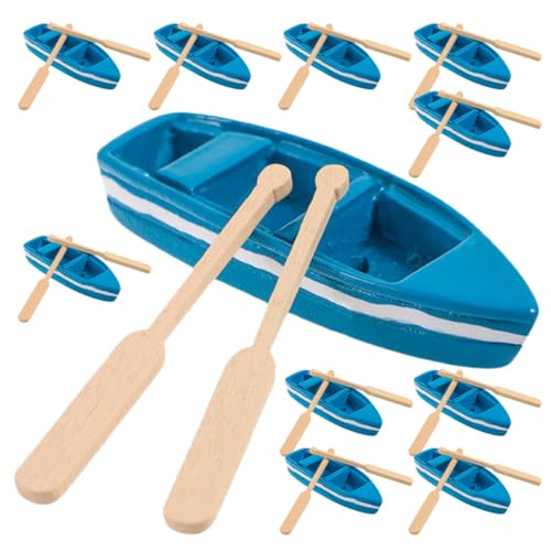 Milisten 15 Sätze Miniatur Ruderboot aus Holz mit Rudern Dekoratives Modellboot für Feengarten Desktop-Ornament Vielseitig für DIY Puppenhaus und Gartenmodellbau von Milisten