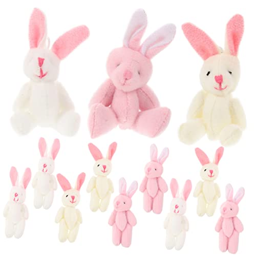 Milisten 15 Stück Plüschtier-Anhänger Kaninchen klein Schlüssel Mini-Hasenfiguren ausgestopfter Hasen Spielzeughase Osterhasen-Partygeschenke Mini -Hasen PP Baumwolle von Milisten
