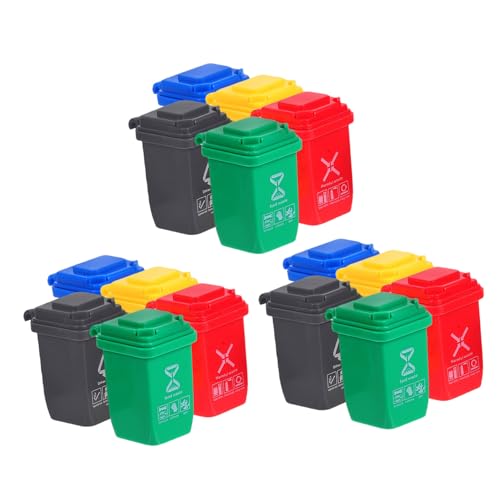 Milisten 15 Stück Teiliges Miniatur Puppenhaus Mülleimer Realistische Mini Mülltonnen aus Kunststoff Sortierbare Recyclingbehälter für Puppenhaus-deko und Lernspielzeug von Milisten