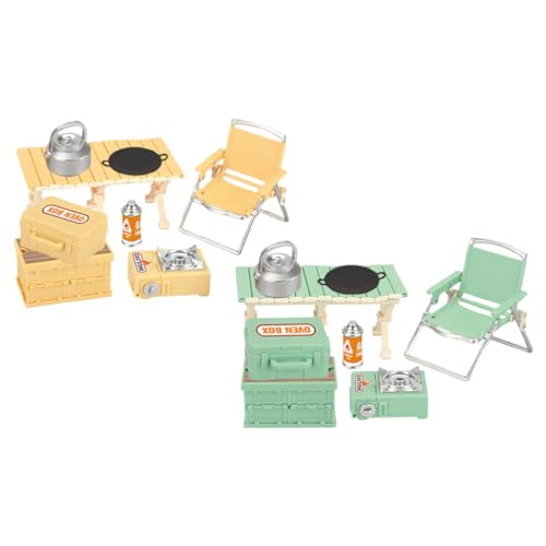 Milisten 16stücke Teiliges Camping-spielzeugset Für Puppenhaus Miniatur-klappstuhl Picknicktisch Handyständer Outdoor-Spielzeug Für Kleinkinder Camping-Schreibtisch von Milisten