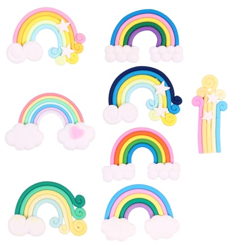 Milisten 16 Stück Teiliges Handgemachter Polymer Clay Regenbogen Aufkleber DIY Dekoration für Handy Scrapbooking und Bastelprojekte Kinderfreundliche Designs für Kreative Bastelideen von Milisten