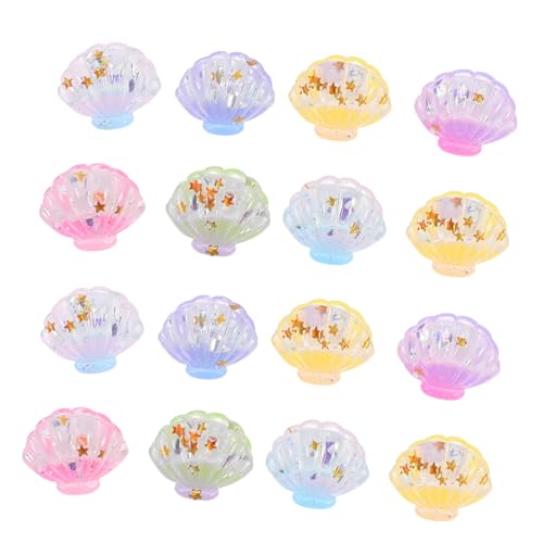 Milisten 16 Stück Teiliges Leuchtende Muschelornamente mit Perlen Resin deko für Basteln Kleine Miniaturfiguren für DIY Meerjungfrau Schmuck und Nachtbeleuchtung von Milisten