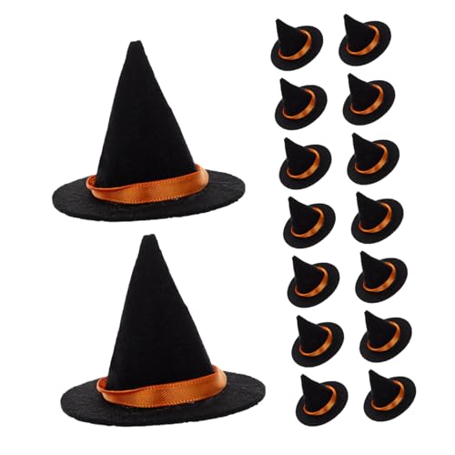 Milisten 16 Stück Teiliges Mini Filz-hexenhüte Schwarz Halloween Weinflaschen-abdeckungen Miniatur Hüte für DIY Basteln Puppen Dekoration Party Zubehör von Milisten
