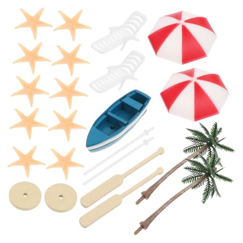 Milisten 17Stücke Teiliges Mini Stranddekor Miniaturmöbel mit Stühlen Regenschirmen und Strandzubehör für Garten und Puppenhaus Dekoration von Milisten