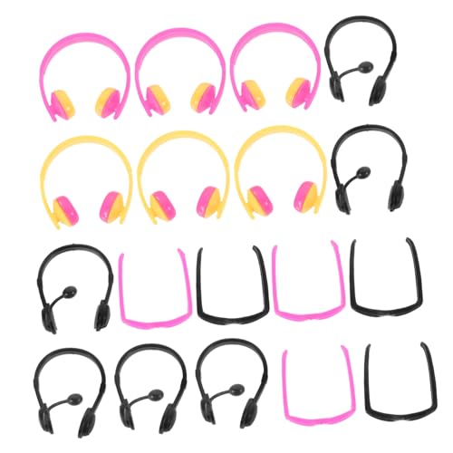 Milisten 18 Stück Mini-simulationskopfhörer Zubehör Mädchen Sonnenbrillen Für Puppen Kleid Miniatur Auffällige Gläserdekore Puppen-Headset- Puppe Bastelt Headset-Dekorationen Plastik von Milisten