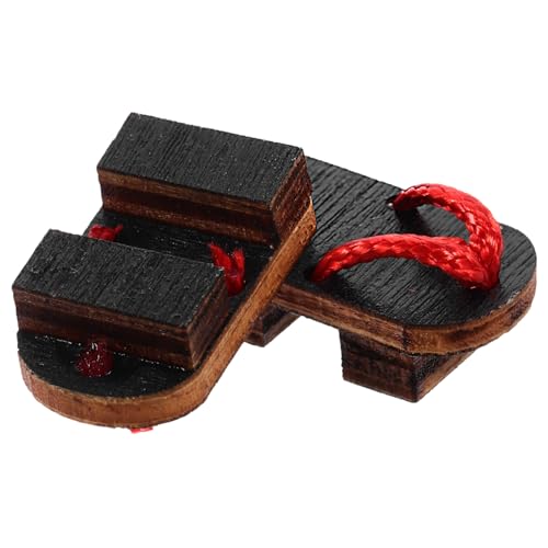 Milisten 1Paar Mini Holzclogs Modell Für Puppenhaus Dekoration Japanische Holzschuhe Zubehör Für Bjd Und Puppen Mit Faden Für Szenen von Milisten