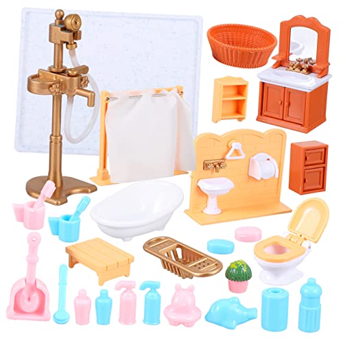 Milisten 1Satz Badezimmermöbel Dekorative Requisiten Für Puppenhaus Teiliges Mit Badewanne Toilette Und Waschbecken Für Mini Puppen Und Puppenstubenmöbel von Milisten