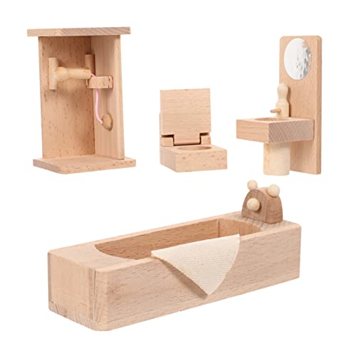 Milisten 1Satz Badezimmermöbel Für Puppenhaus Holzspielzeug Mit Badewanne Und Möbelmodell Für Kreative Spielwelten Für Ab Jahren von Milisten