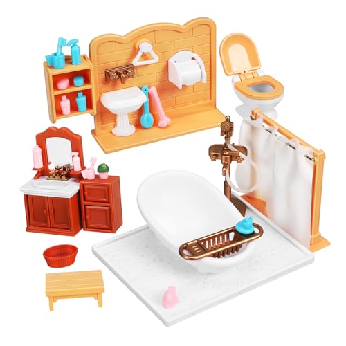 Milisten 1Satz Badezimmermöbel für Puppenhaus Teiliges Puppenhaus Zubehör Langlebige Kunststoffmöbel mit Badewanne Schrank und Waschbecken für Kreative Spielideen Milisten 1Satz Badezimmermöbel für Puppenhaus Teiliges Puppenhaus Zubehör Langlebige Kunststoffmöbel mit Badewanne Schrank und Waschbecken für Kreative Spielideen von Milisten
