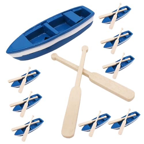 Milisten 1Satz Bootfiguren aus Harz Teile Blaue Boote Holzpaddel für Kreative Strand Dekoration Puppenhaus DIY Mikrolandschaftsgestaltung Sicheres Kinderspielzeug von Milisten