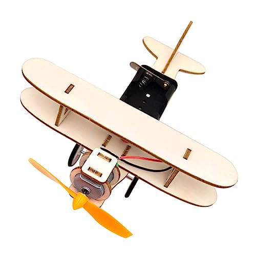 Milisten 1Satz DIY Holzflugzeug Bausatz Elektrisches Modellflugzeug für Kreatives Lernspielzeug Beobachtungs und Analysefähigkeiten für Frühe Bildung von Milisten