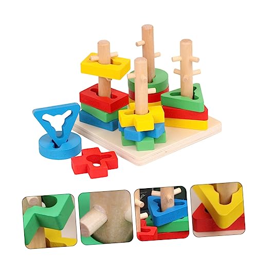 Milisten 1Satz Geometrische Sortierblöcke aus Holz für Kleinkinder Vorschulspielzeug Formenerkennung Lernspielzeug für Reisen und von Milisten