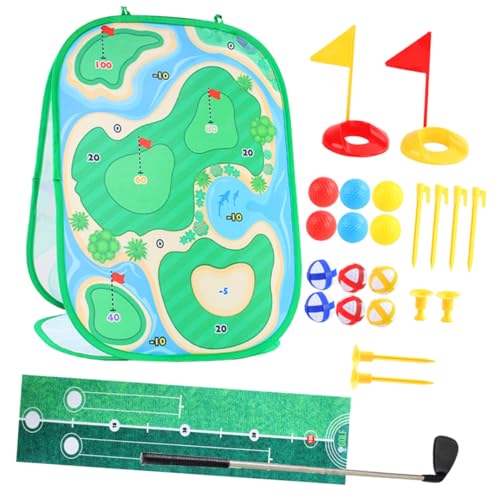 Milisten 1Satz Golfspielset für Tragbares Golfspiel mit Übungsmatte und Zubehör für Drinnen und Draußen Fördert Hand Auge Koordination und Familienaktivitäten von Milisten